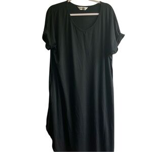 Aoiier T-Shirt Dress Size XL Shirred Cotton V-Neck Packable Minimalist Resort